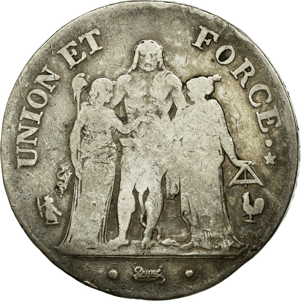 Monnaie, France, Union et Force, 5 Francs, 1798, Paris, TB, Argent, KM:639.1