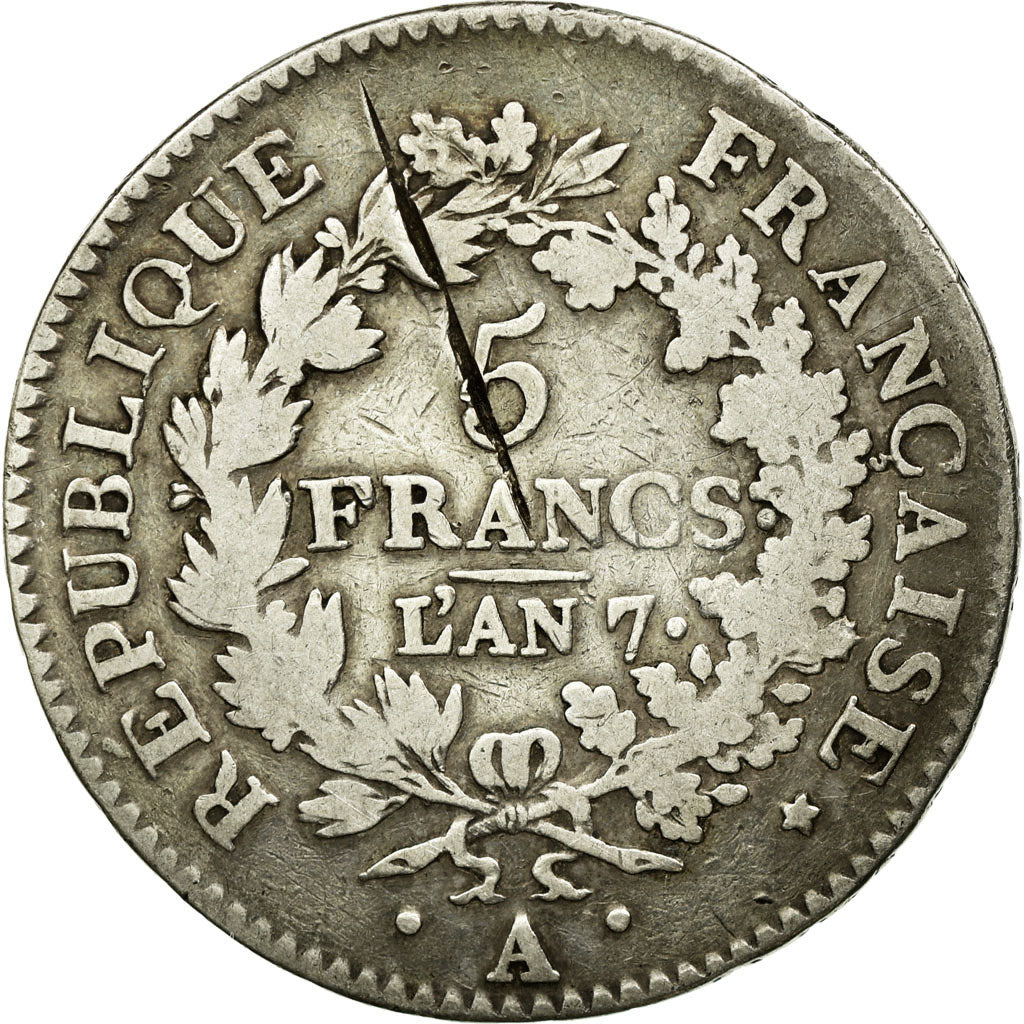 Monnaie, France, Union et Force, 5 Francs, 1798, Paris, TB, Argent, KM:639.1