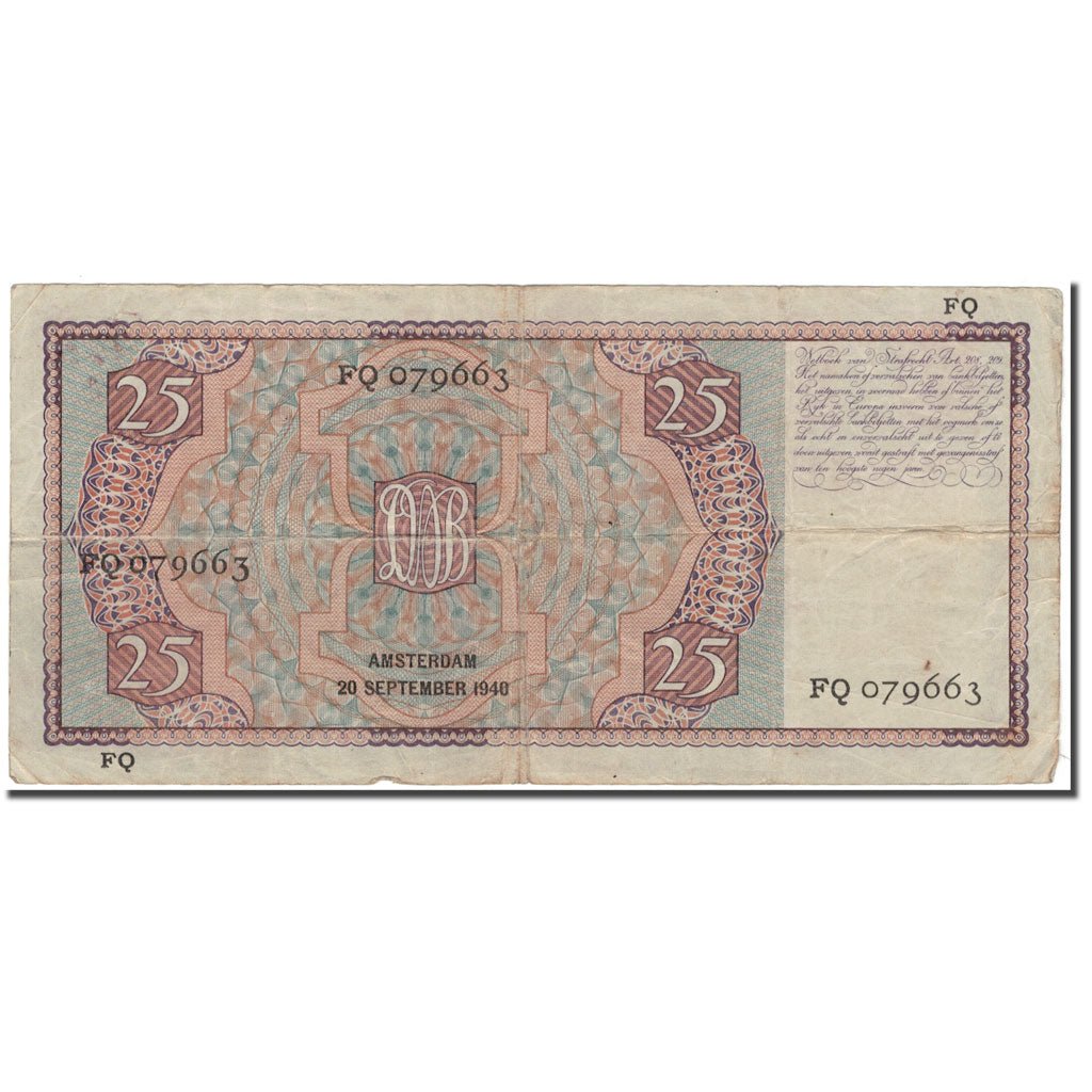 Banknote, Netherlands, 25 Gulden, 1940-09-20, KM:50, EF(40-45)