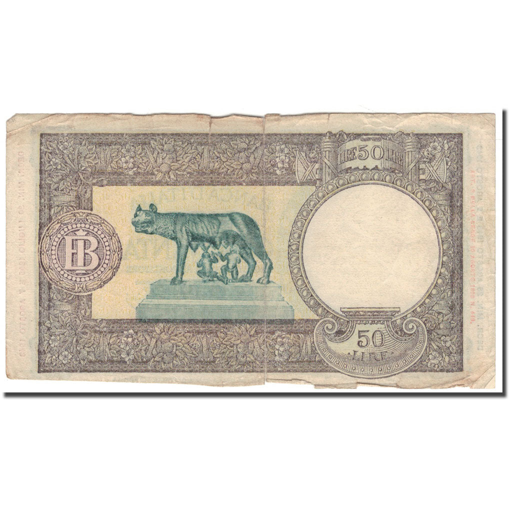 Banknote, Italy, 50 Lire, 1943-08-23, KM:66, F(12-15)