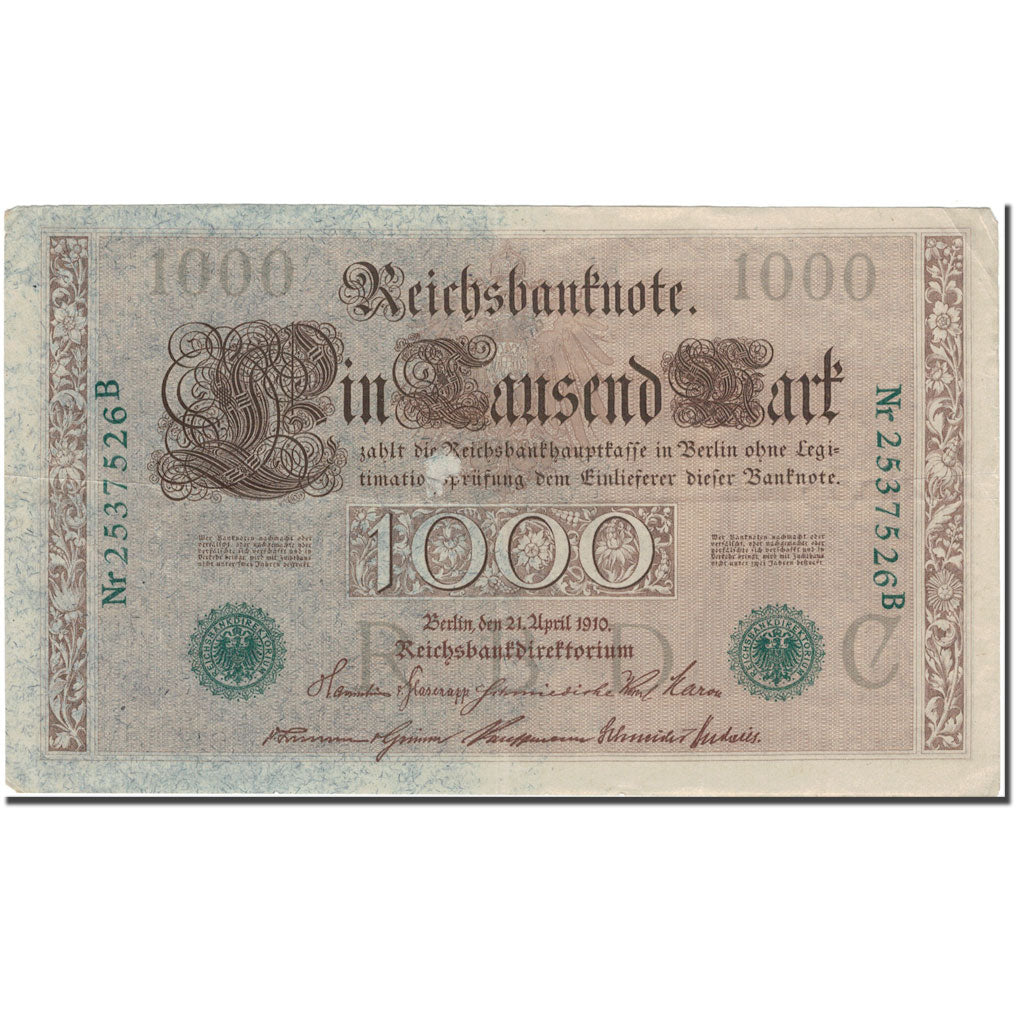 Banknote, Germany, 1000 Mark, 1910-04-21, KM:45b, AU(50-53)