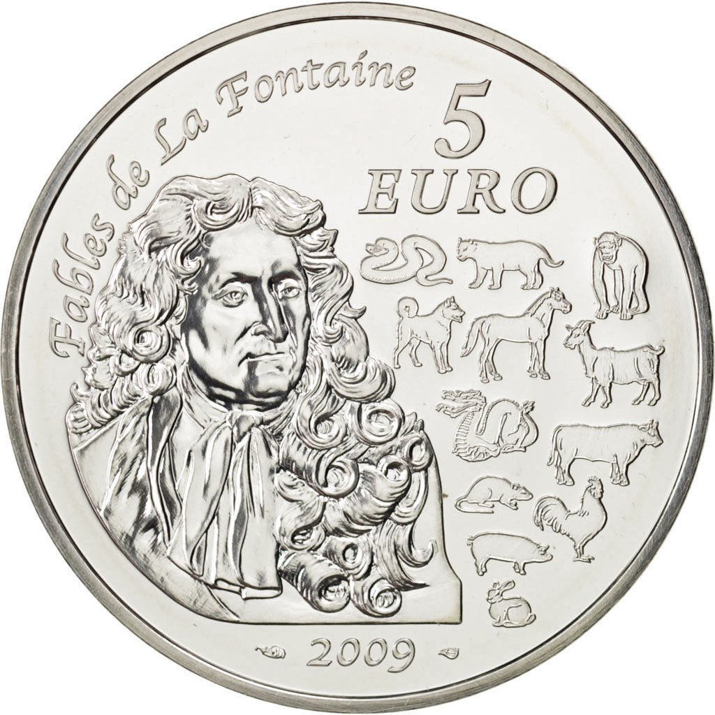 France, 5 Euros, 2009, MS(65-70), Silver, 22.20