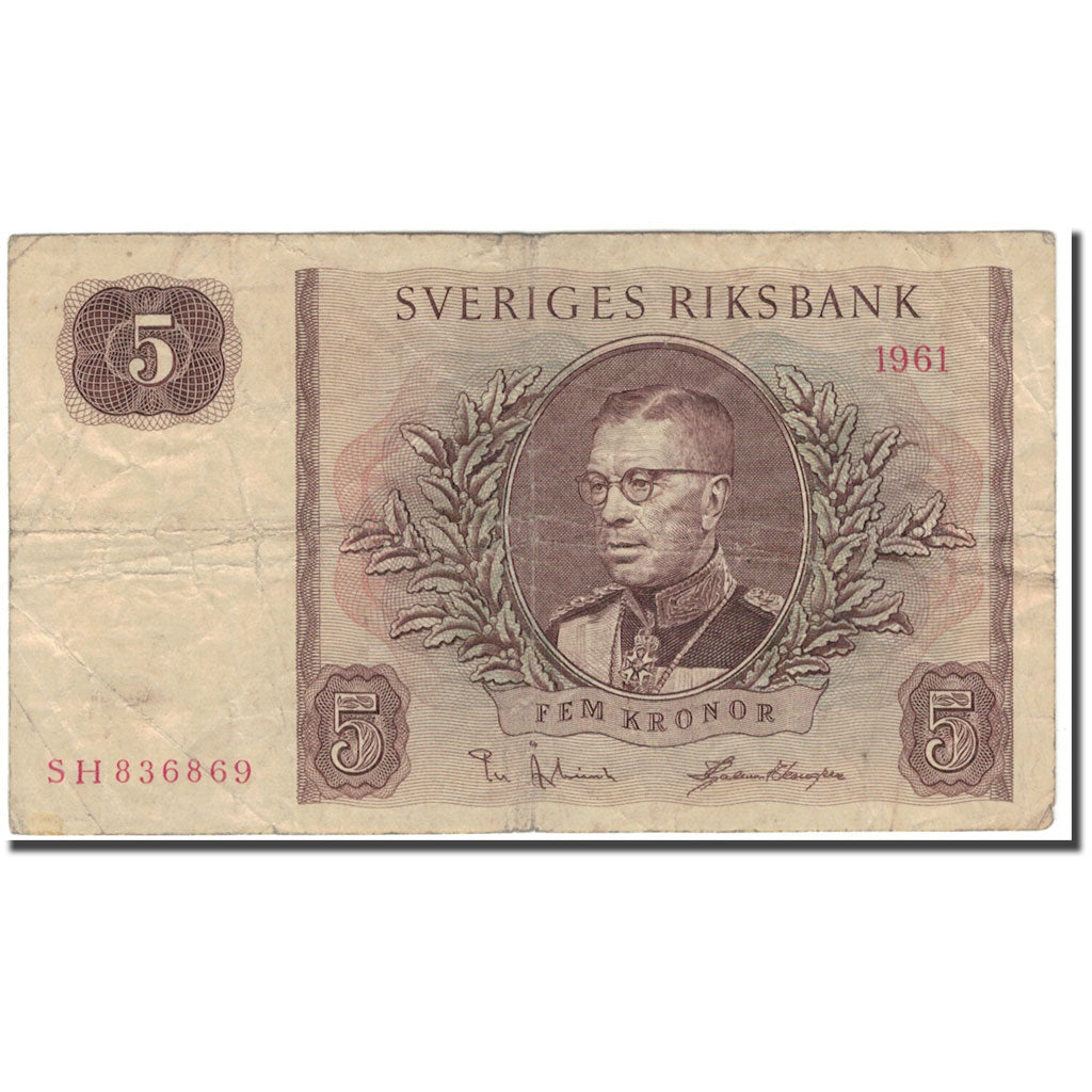 Banknote, Sweden, 5 Kronor, 1961, KM:42f, VF(20-25)