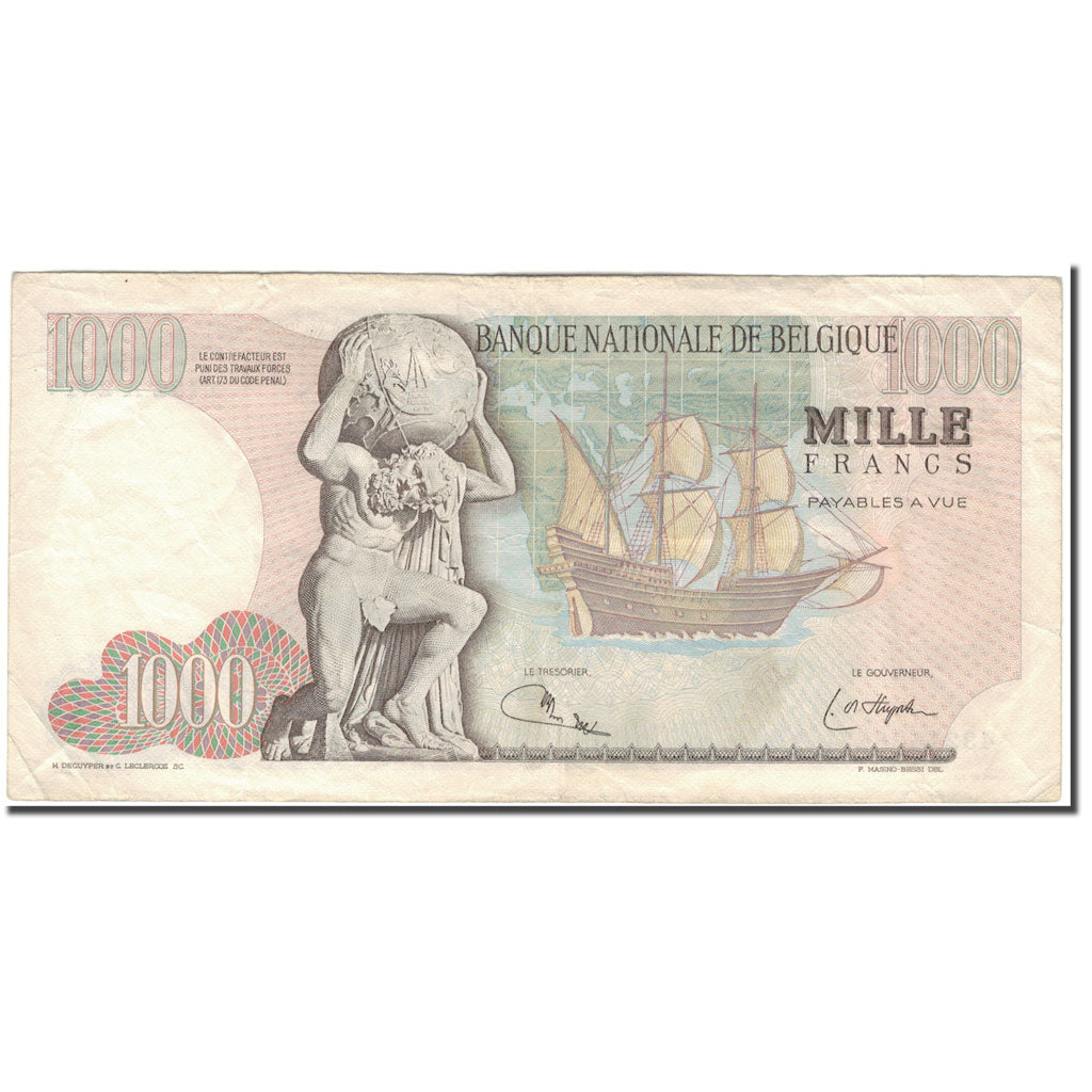 Banknote, Belgium, 1000 Francs, 1975-08-25, KM:136b, VF(30-35)