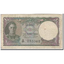 Biljet, Ceylon, 1 Rupee, 1948-06-01, KM:34, TB