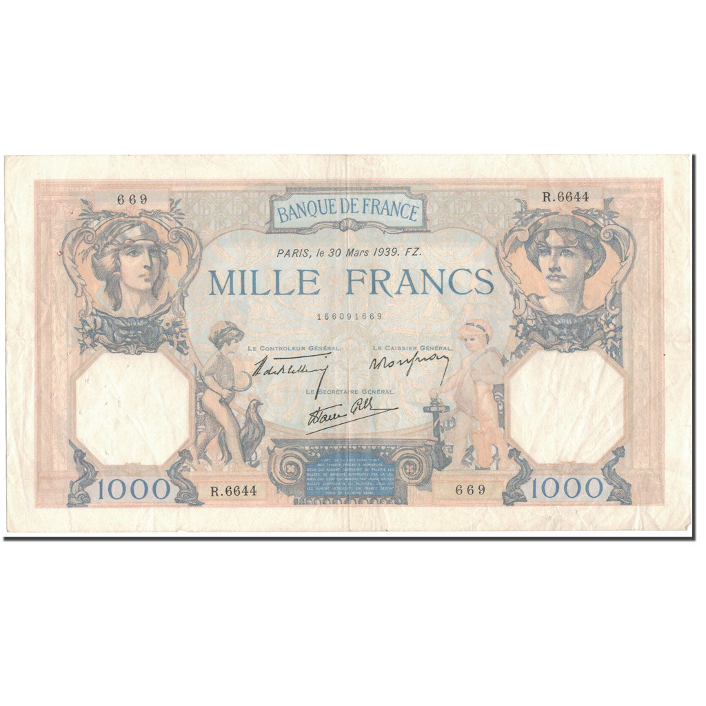 Frankrijk, 1000 Francs, 1 000 F 1927-1940 ''Cérès et Mercure'', 1939-03-30