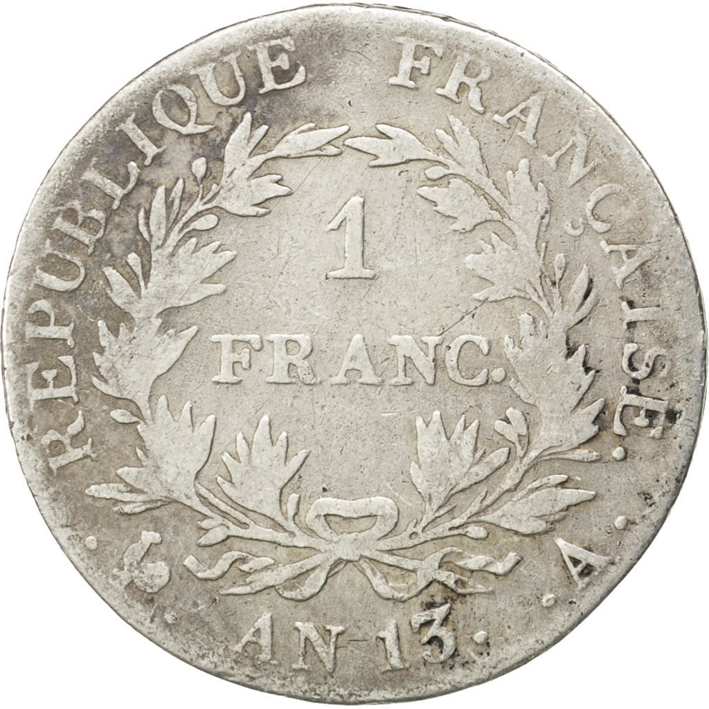 FRANCE, Napoléon I, Franc, 1804, Paris, KM #656.1, F(12-15), Silver, Gadoury #..