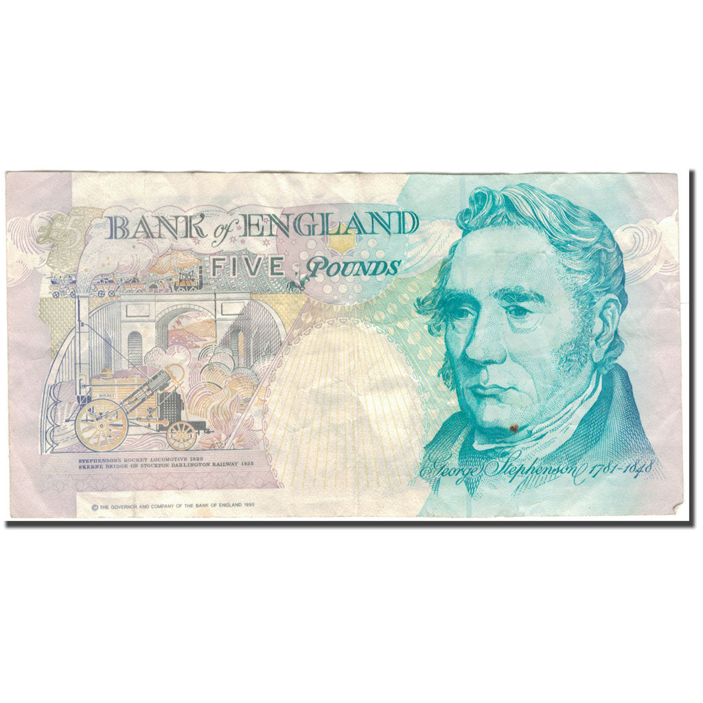 Banknote, Great Britain, 5 Pounds, 1991-1998, KM:382b, VF(30-35)