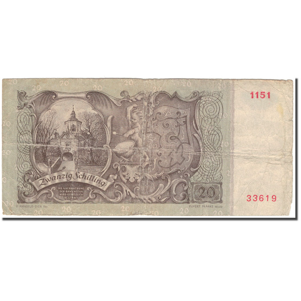 Banknote, Austria, 20 Schilling, 1950-01-02, KM:129a, F(12-15)