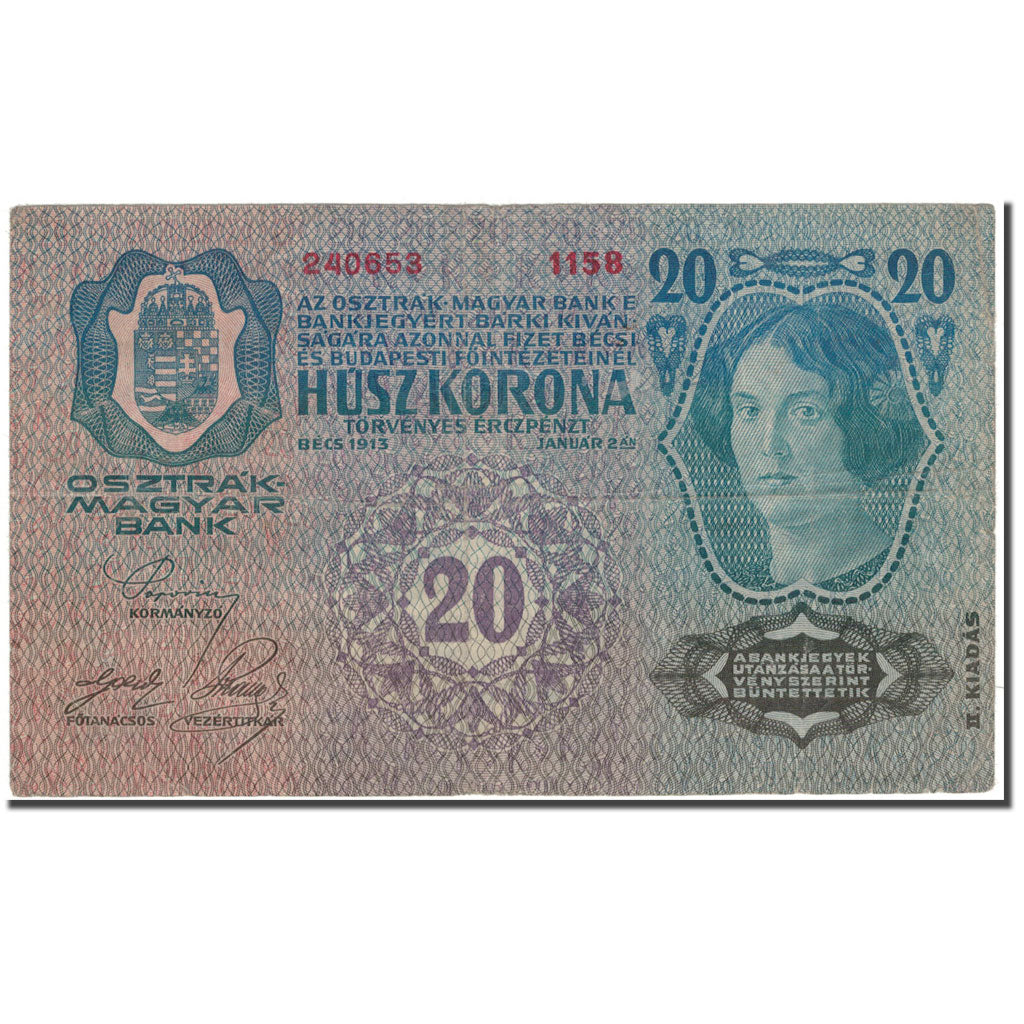 Banconote, Austria, 20 Kronen, 1913-01-02, KM:14, BB