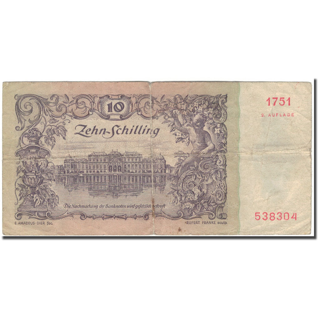 Banknote, Austria, 10 Schilling, 1950-01-02, KM:128, VF(20-25)