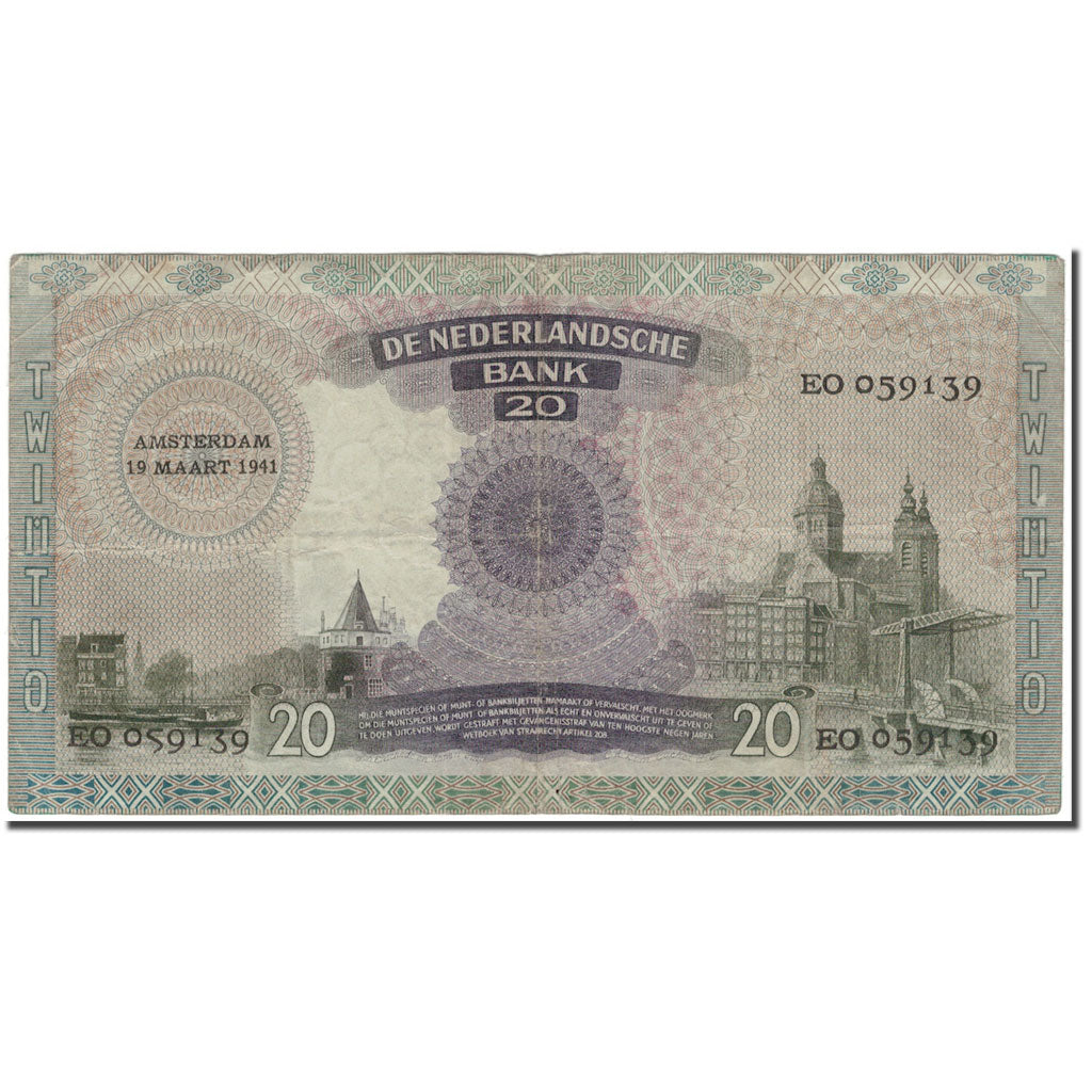 Banknote, Netherlands, 20 Gulden, 1941-03-19, KM:54, AU(50-53)