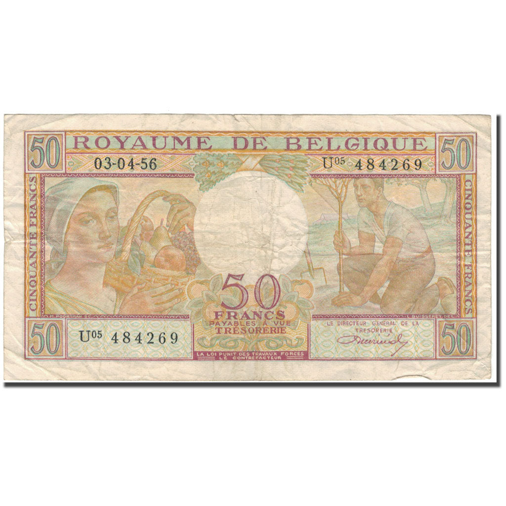 Banknote, Belgium, 50 Francs, 1956-04-03, KM:133b, VF(20-25)