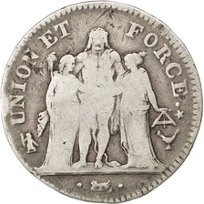 FRANCE, 5 Francs, 1798, Bordeaux, KM #639.5, VG(8-10), Silver, Gadoury #563,...