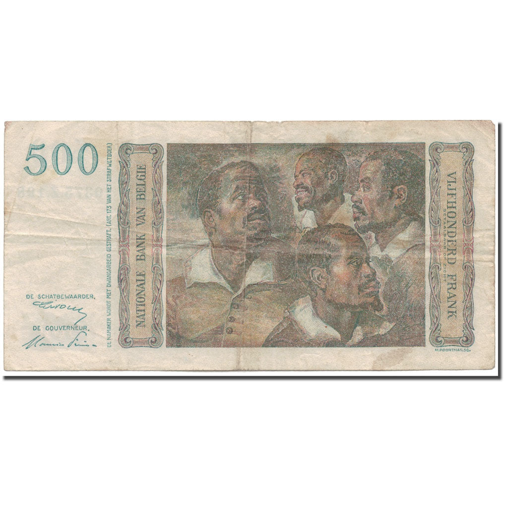 Banknote, Belgium, 500 Francs, 1952-05-10, KM:130a, VF(20-25)