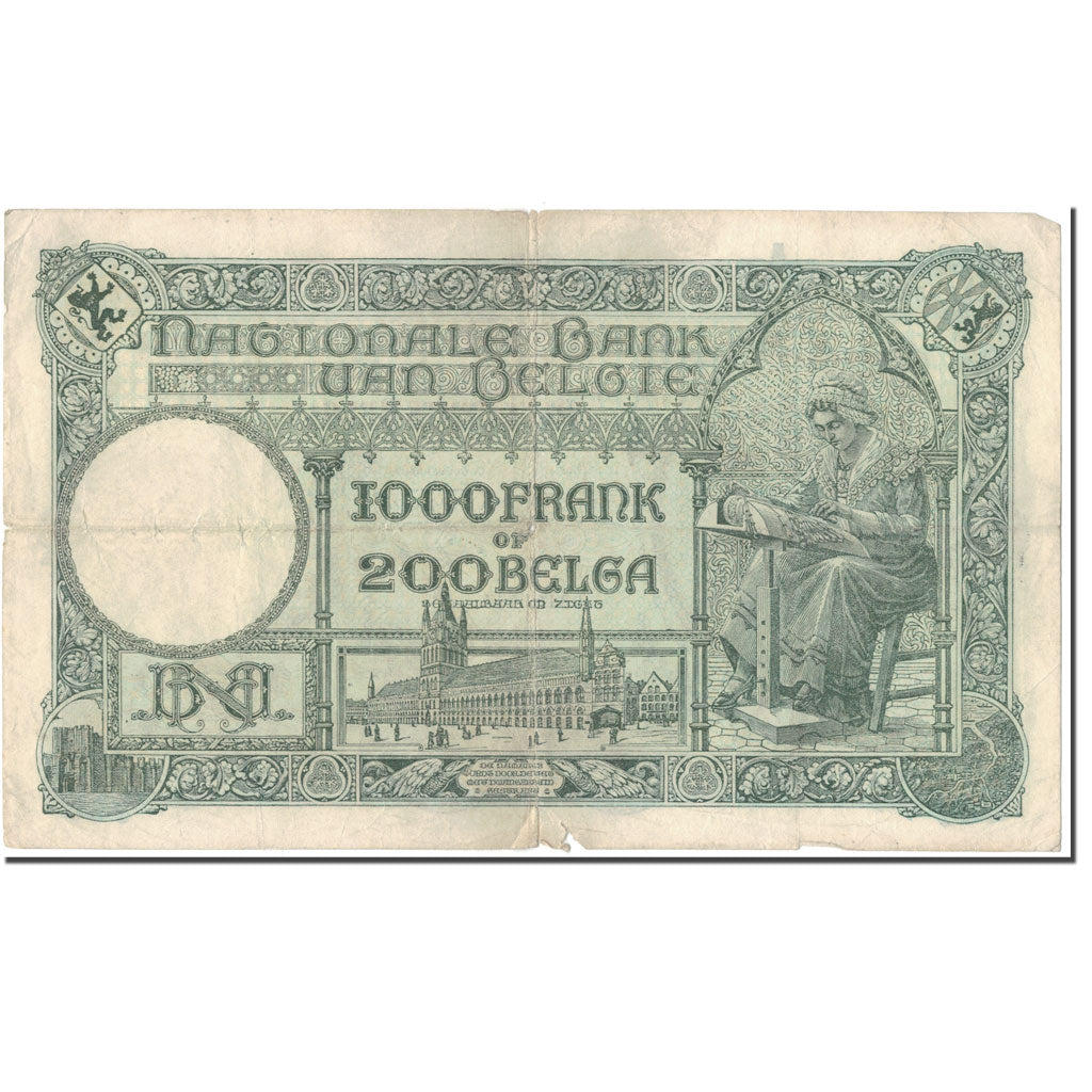 Banconote, Belgio, 1000 Francs-200 Belgas, 1933-05-12, KM:104, B+