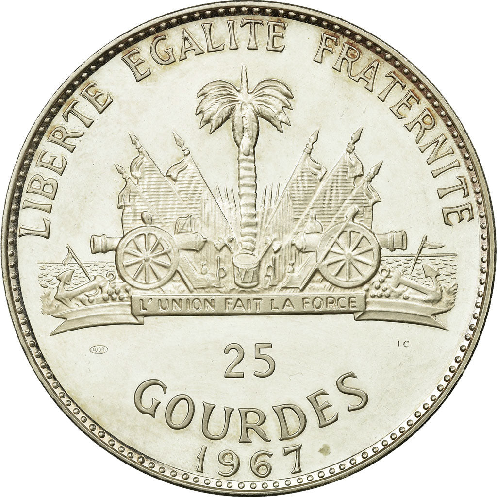 Coin, Haiti, 25 Gourdes, 1967, MS(63), Silver, KM:67.1