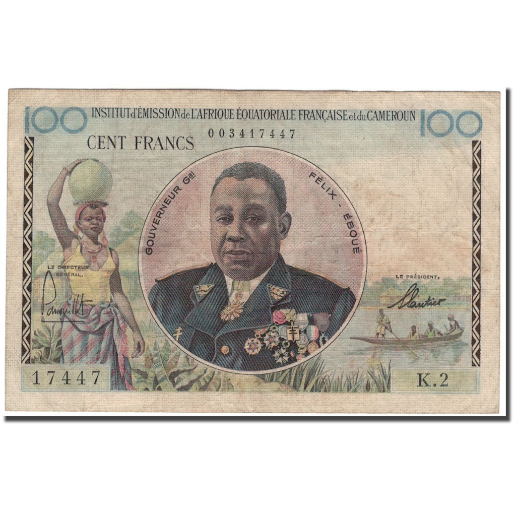 Banknote, French Equatorial Africa, 100 Francs, 1957, KM:32, VF(20-25)