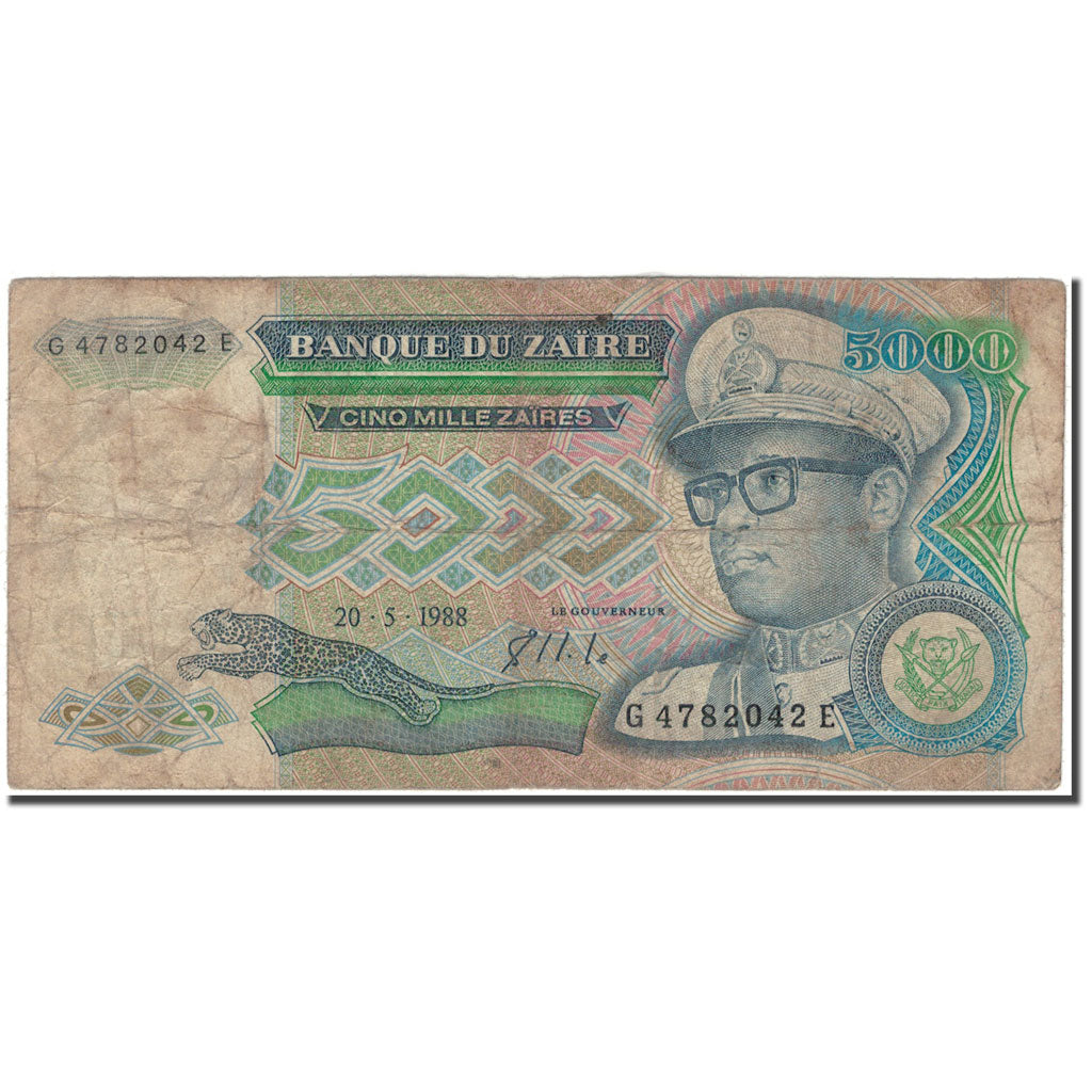 Banknote, Zaire, 5000 Zaïres, 1988-05-20, KM:37a, VG(8-10)