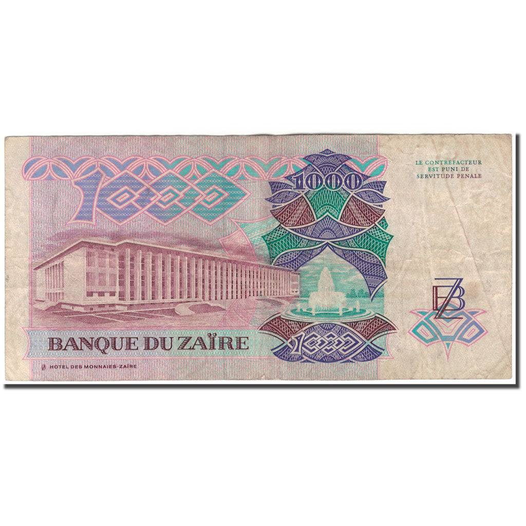 Banknote, Zaire, 1000 Zaïres, 1989-11-24, KM:35a, VF(20-25)