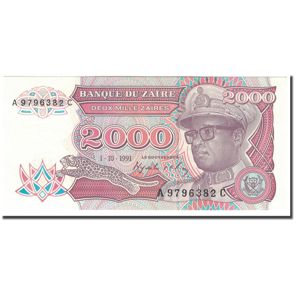 Banknote, Zaire, 2000 Zaïres, 1991-10-01, KM:36a, UNC(65-70)