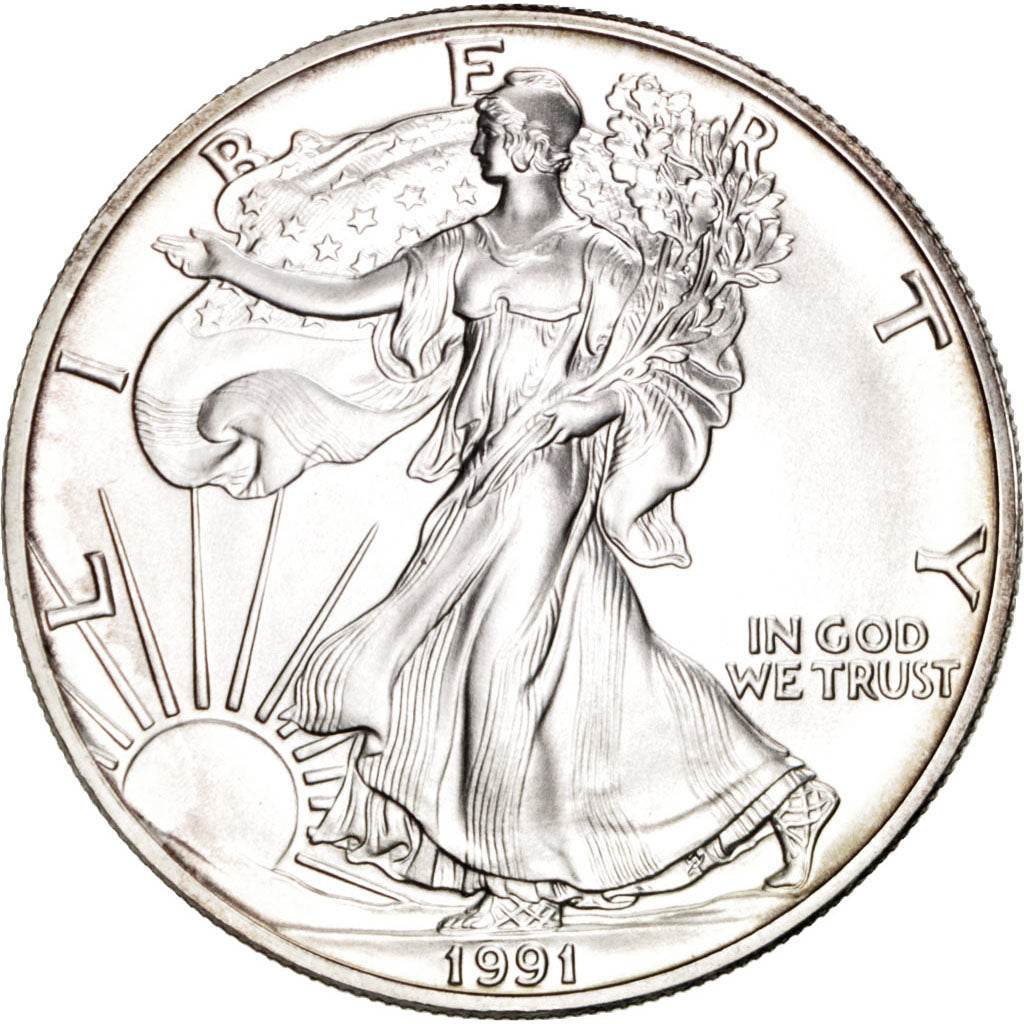 UNITED STATES, Dollar, 1991, U.S. Mint, KM #273, MS(63), Silver, 40.6, 31.16