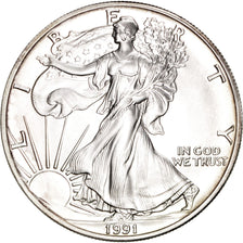 UNITED STATES, Dollar, 1991, U.S. Mint, KM #273, MS(63), Silver, 40.6, 31.16
