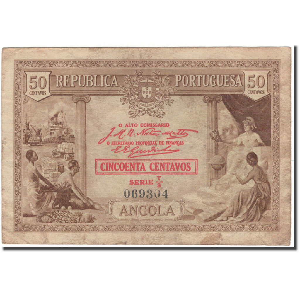 Banknote, Angola, 50 Centavos, 1923, KM:63a, VF(30-35)