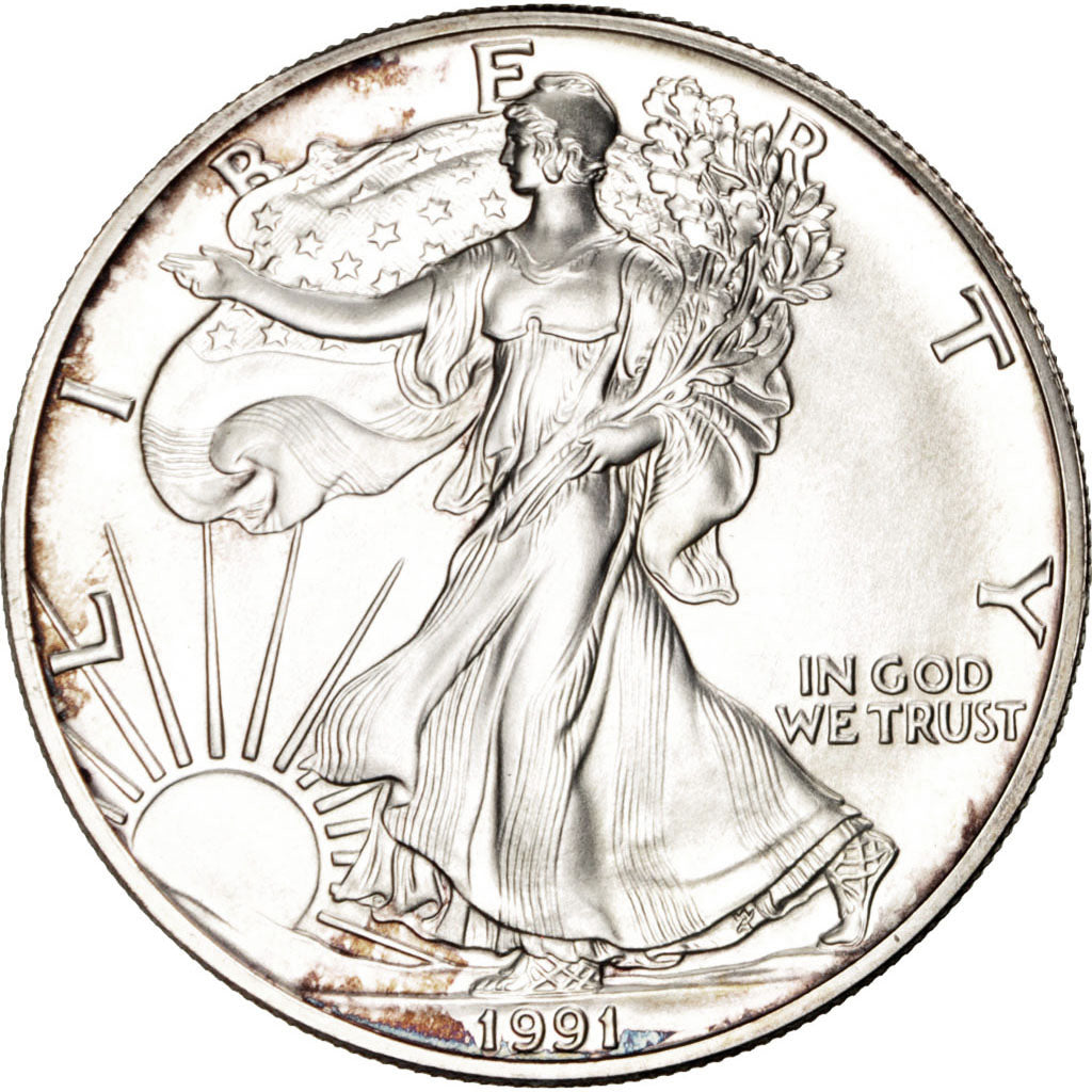 UNITED STATES, Dollar, 1991, U.S. Mint, KM #273, MS(63), Silver, 40.6, 31.29