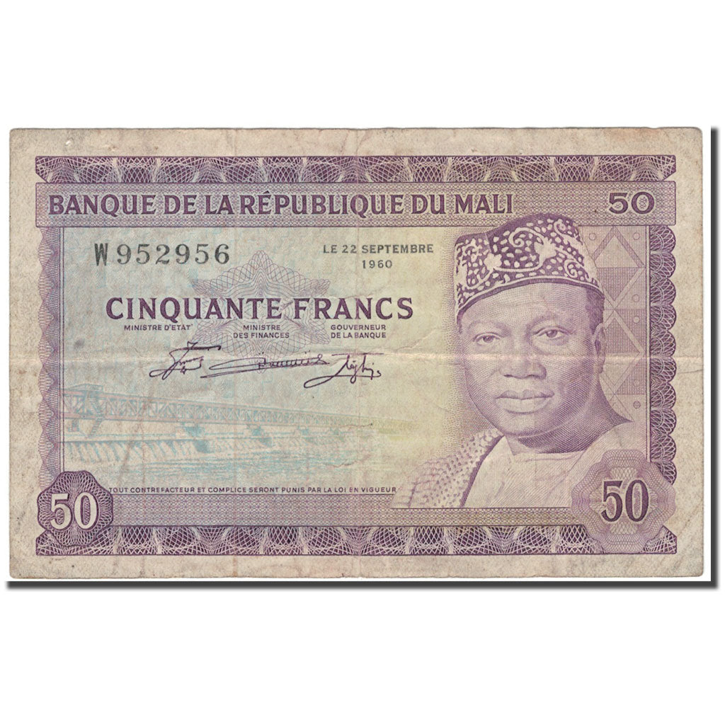 Banknote, Mali, 50 Francs, 1960-09-22, KM:6a, VF(20-25)