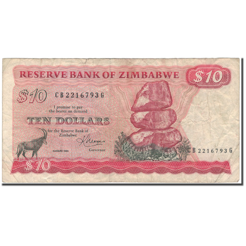 Banknote, Zimbabwe, 10 Dollars, 1983, KM:3d, F(12-15)