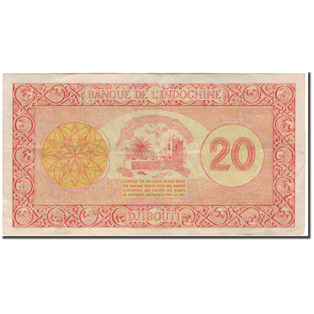 Banknote, French Somaliland, 20 Francs, 1945, KM:15, EF(40-45)