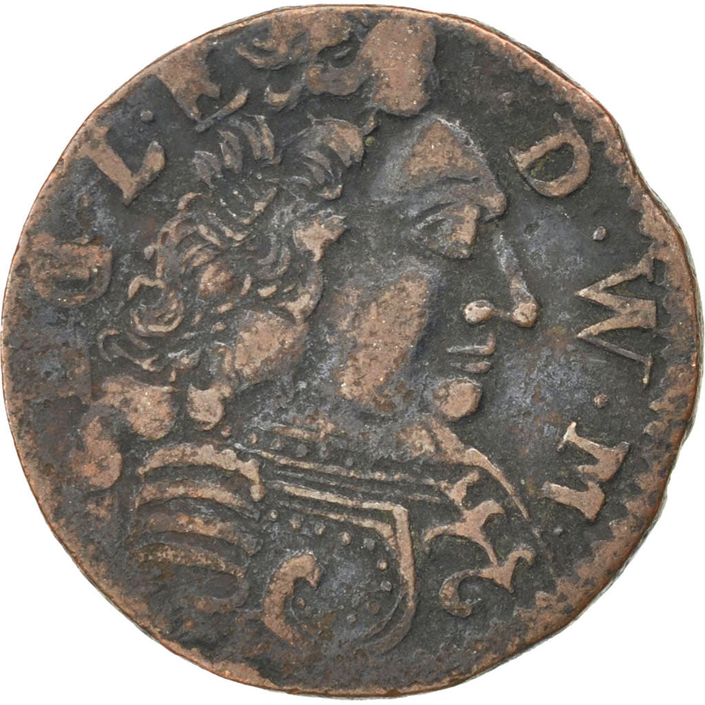 Coin, France, Liard, 1712, Montbéliard, EF(40-45), Copper, Boudeau:1303