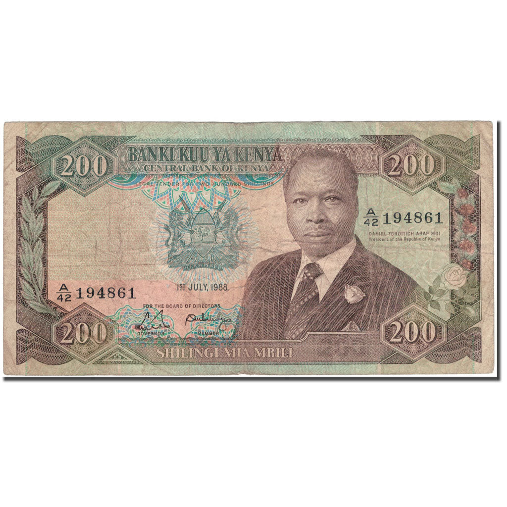 Banknote, Kenya, 200 Shillings, 1988-07-01, KM:23Ac, VF(20-25)