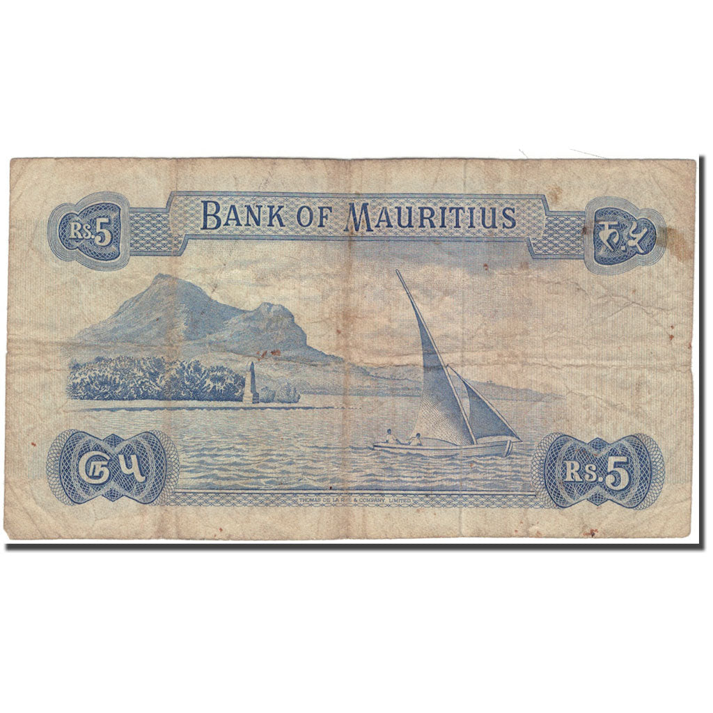 Banknote, Mauritius, 5 Rupees, 1967, KM:30b, F(12-15)
