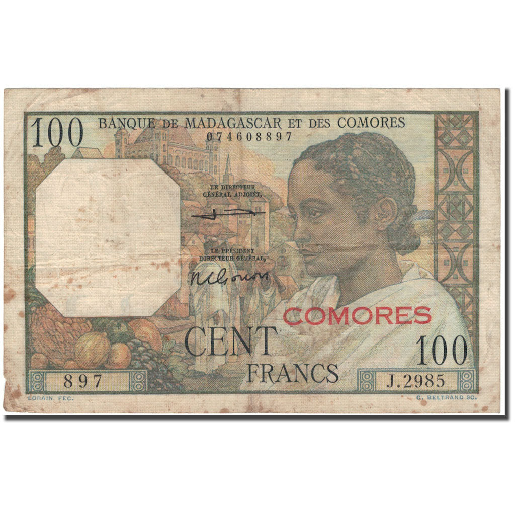 Banknote, Comoros, 100 Francs, 1963, KM:3b, VF(20-25)