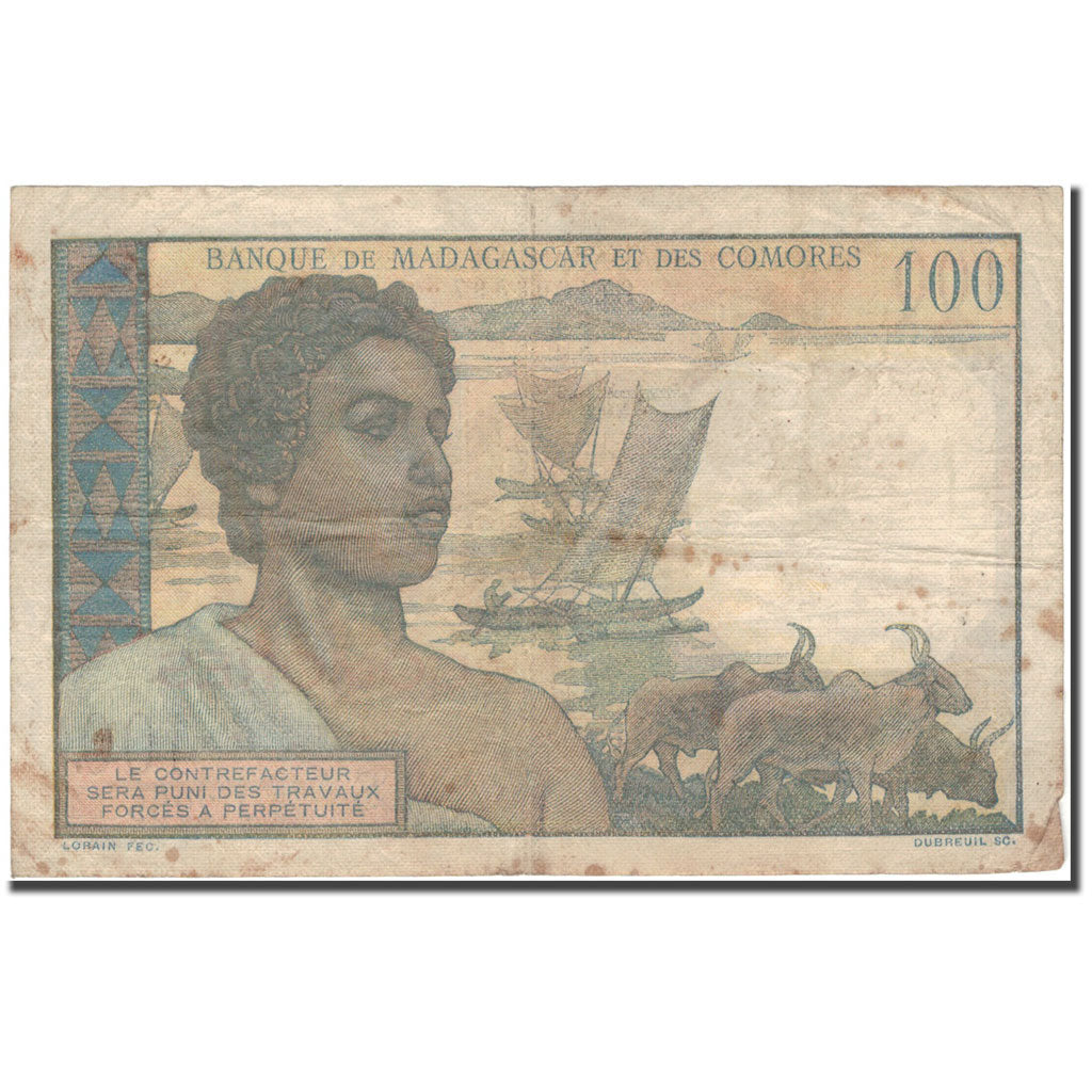 Banknote, Comoros, 100 Francs, 1963, KM:3b, VF(20-25)