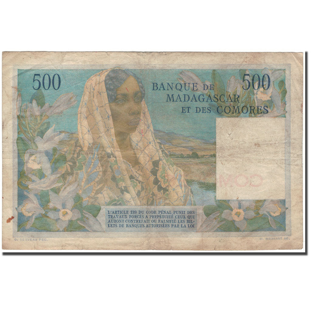 Banknote, Comoros, 500 Francs, 1963, KM:4b, VF(20-25)