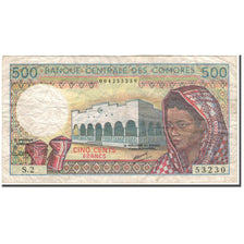 Billete, 500 Francs, 1986, Comoras, KM:10a, BC