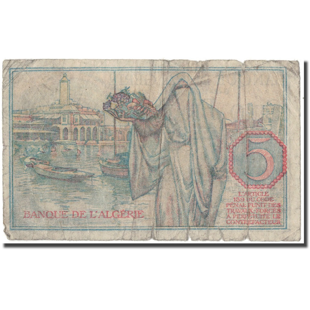 Banknote, Algeria, 5 Francs, 1944-02-08, KM:94a, F(12-15)