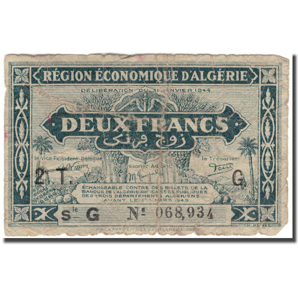 Banconote, Algeria, 2 Francs, KM:102, B+