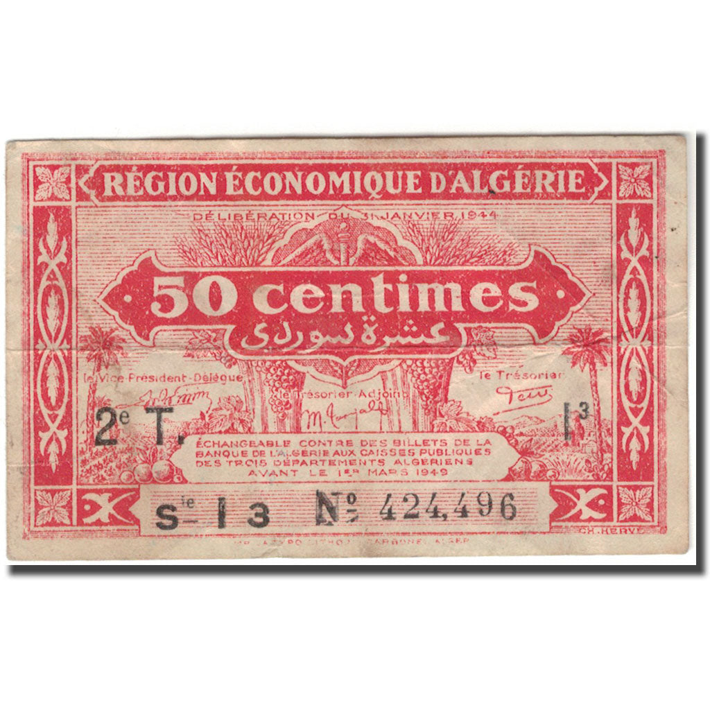 Geldschein, Algeria, 50 Centimes, KM:100, SS