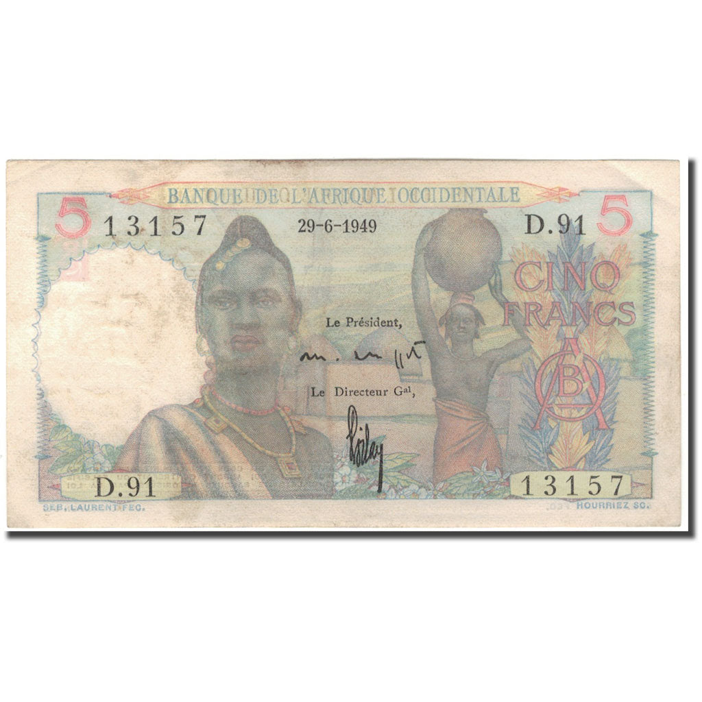 Billet, French West Africa, 5 Francs, 1949-06-29, KM:36, TB+