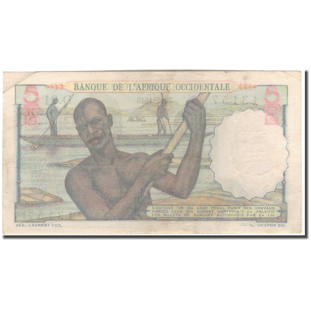 Billet, French West Africa, 5 Francs, 1949-06-29, KM:36, TB+