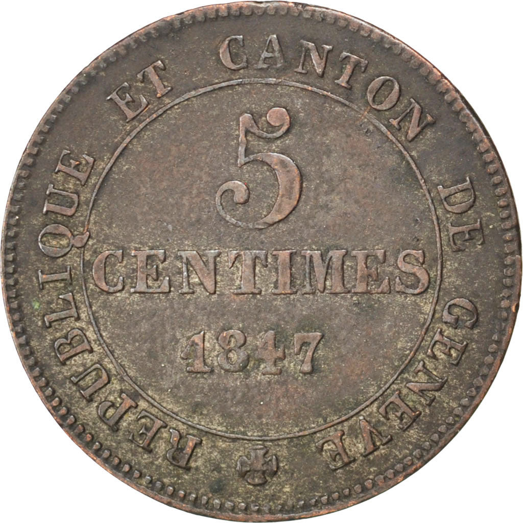 SWISS CANTONS, 5 Centimes, 1847, KM #133, EF(40-45), Billon, 1.86