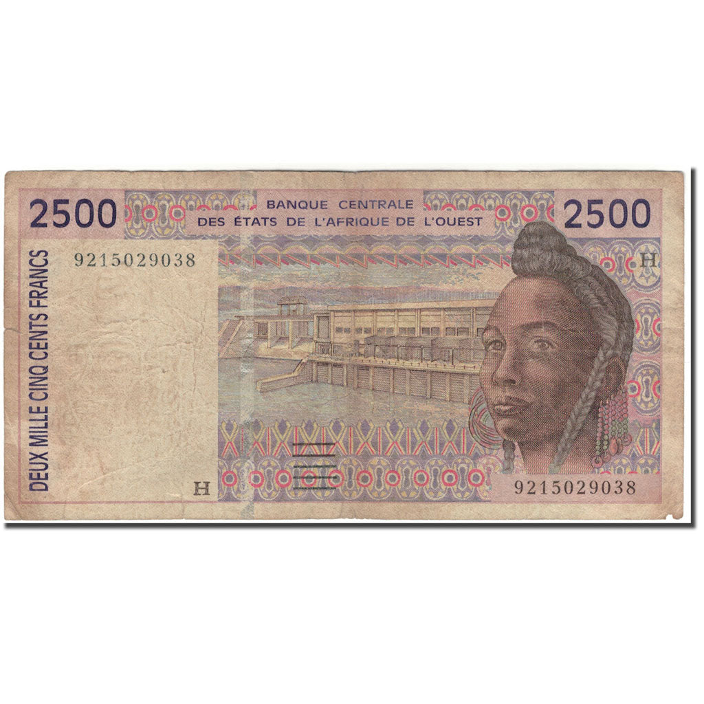 Banknote, West African States, 2500 Francs, KM:612Ha, F(12-15)