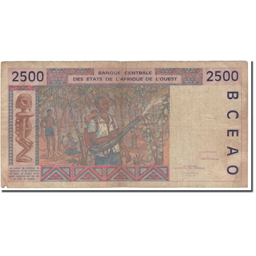 Banknote, West African States, 2500 Francs, KM:612Ha, F(12-15)