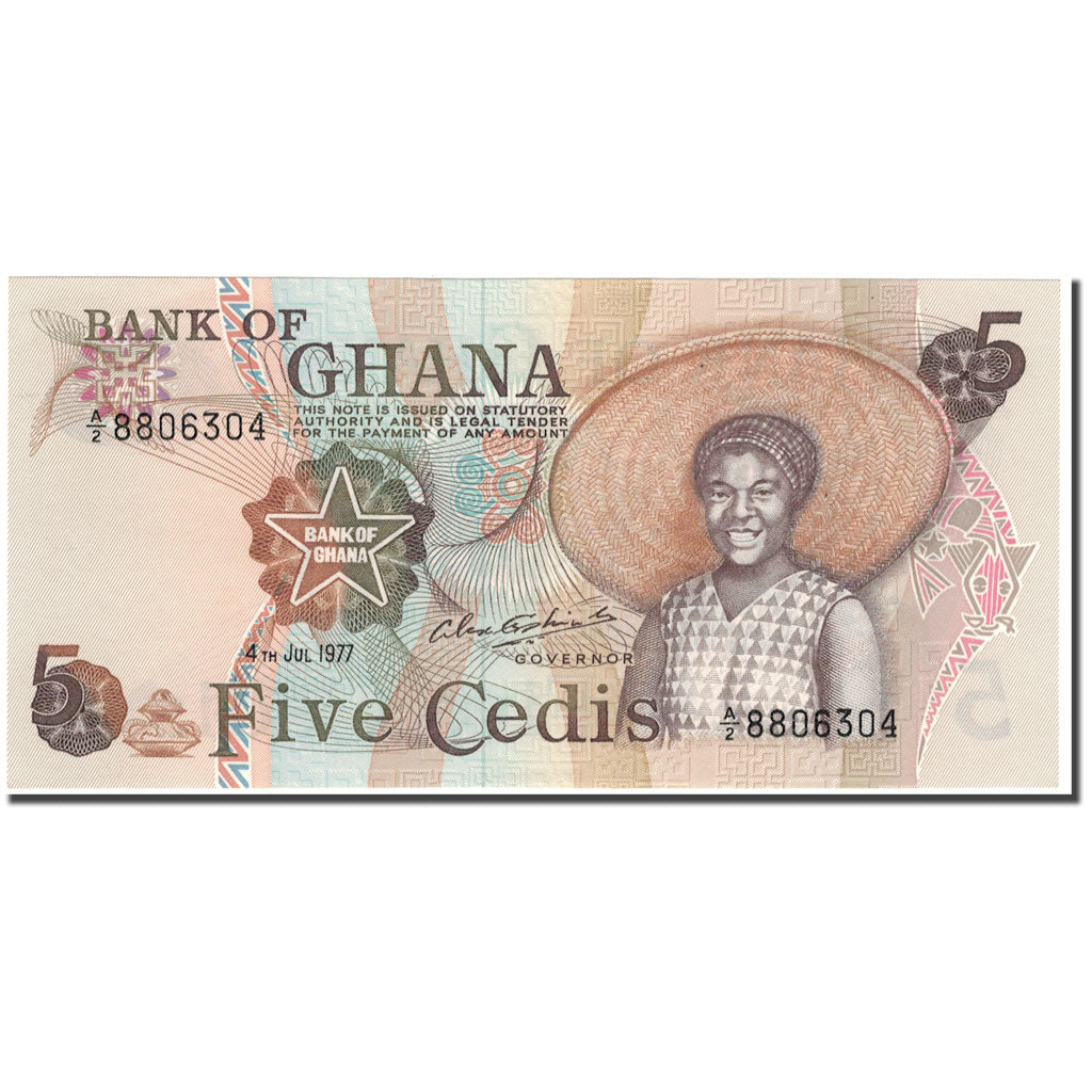 Banknote, Ghana, 5 Cedis, 1977-07-04, KM:15b, UNC(65-70)