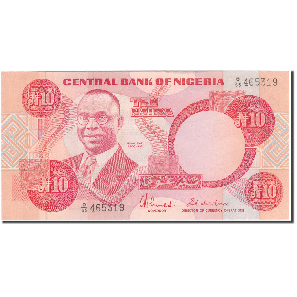 Banknote, Nigeria, 10 Naira, KM:25c, UNC(65-70)