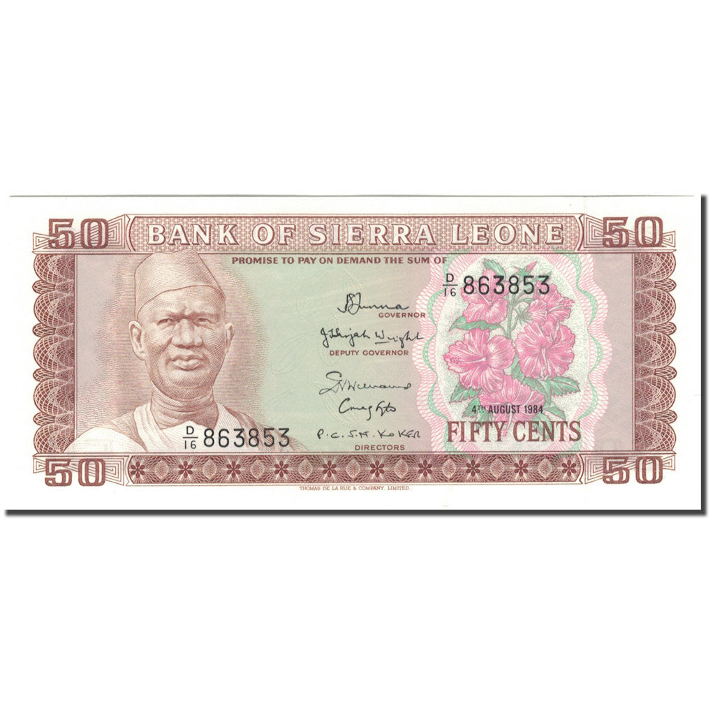 Biljet, Sierra Leone, 50 Cents, 1984-08-04, KM:4e, NIEUW